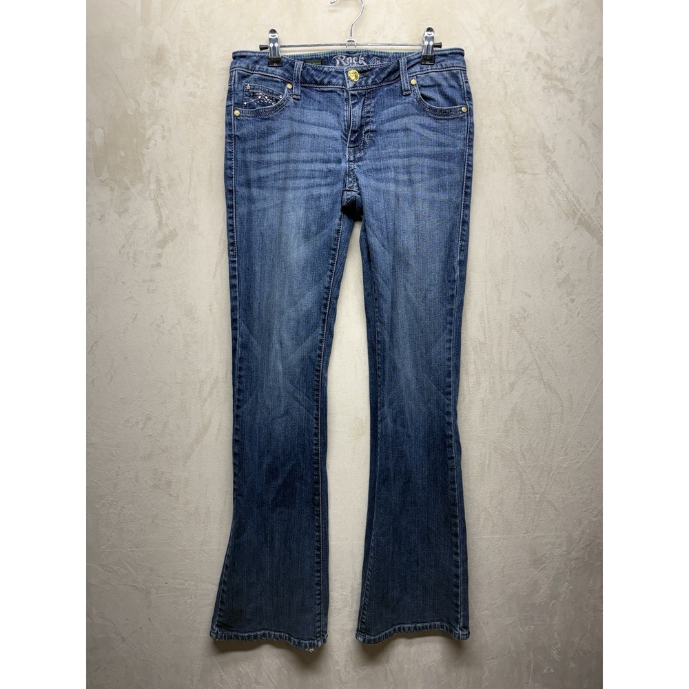 Wrangler Bootcut Jeans Womens 3x33 Rock 47 Ultra Low Rise Rhinestone Western